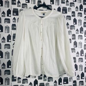 White linen, button up blouse, universal thread